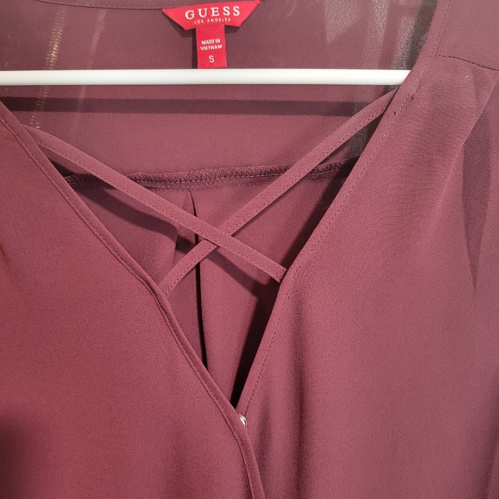 Guess Burgundy Dress with Crisscross Detail